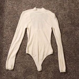 Knit Cream Bodysuit with Cut Out Back